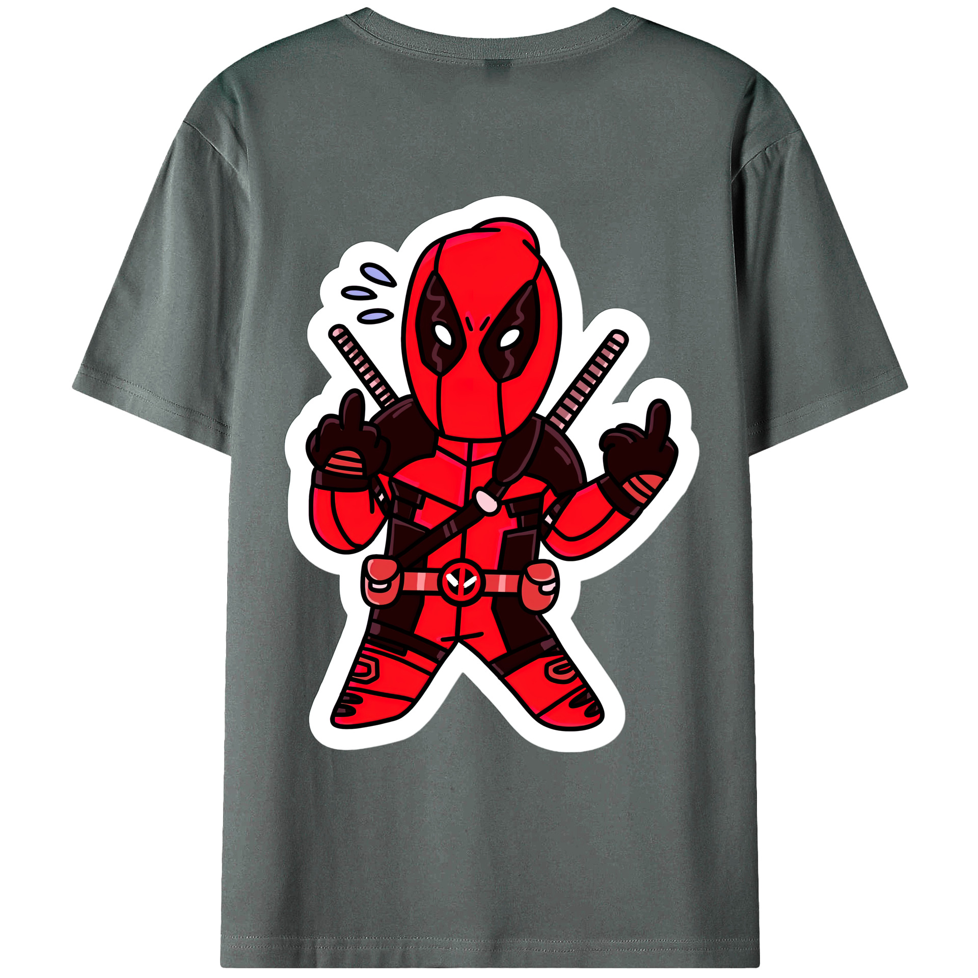 （画像用） Deadpool デッドプール 綿100％ メンズ半袖Tシャツ（バックプリント） 通気性